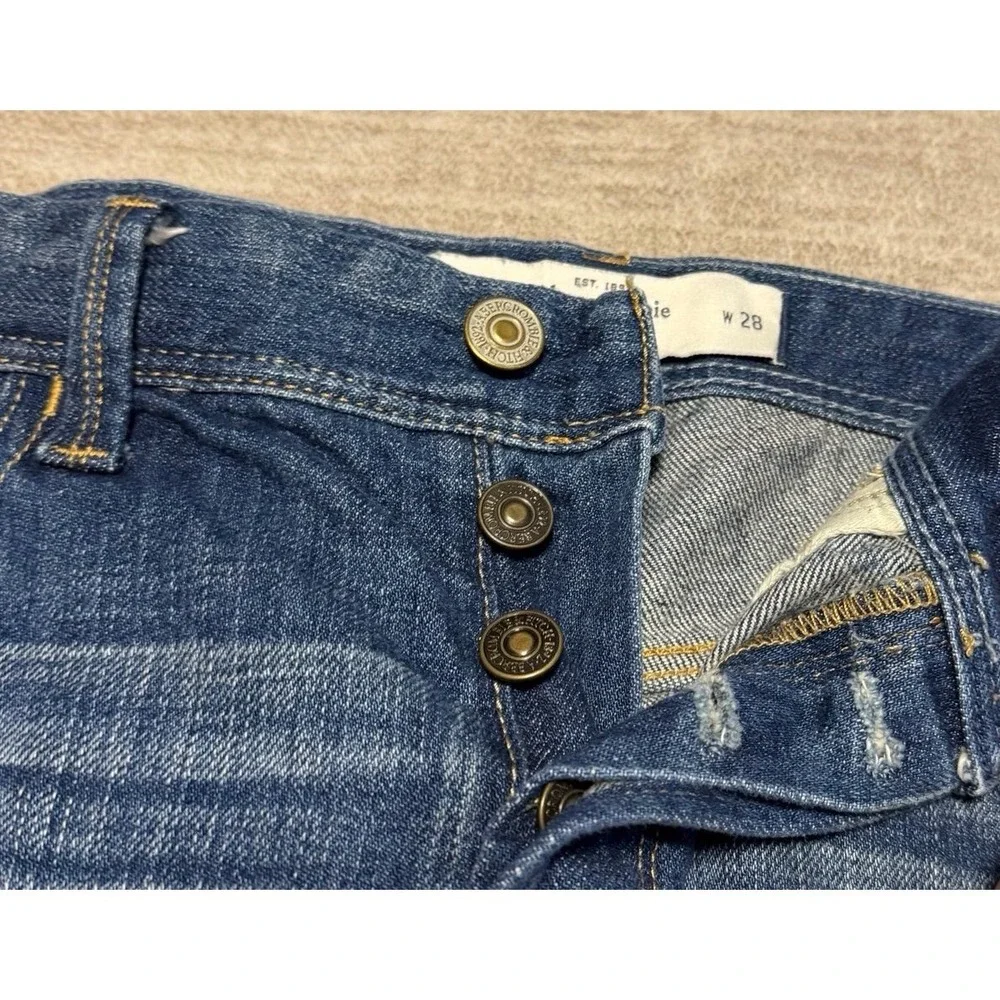 Abercrombie & Fitch Denim Mini Skirt Distressed Raw Hem Blue Size 6 W28 Y2K